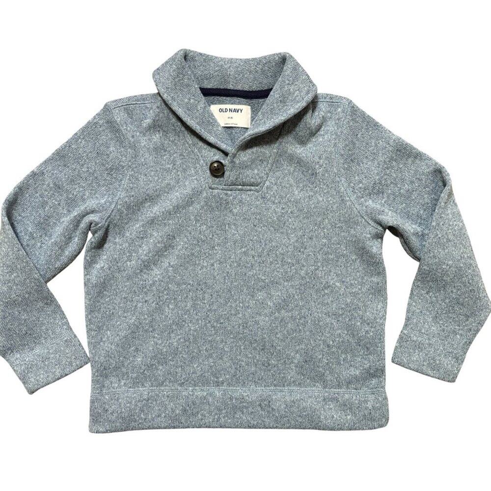 OLD NAVY Fleece Knit Shawl Collar Pullover Sweater in Light Blue Marl  SZ 5, 6/7